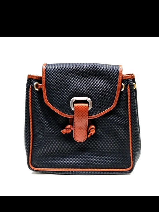 Bottega Veneta Handbags - Bottega Veneta Black Mini Backpack with Brown Trim